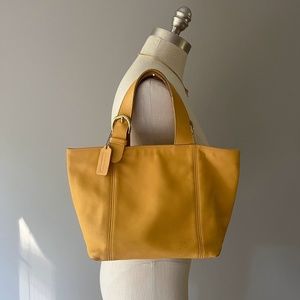 Vintage Coach 4133 Yellow Leather Waverly Tote Satchel Bag Handbag Made in USA